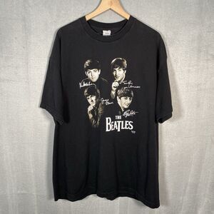 Vintage The Beatles T-Shirt Mens Size 2XL Black 2001 Y2K Rock Band Music